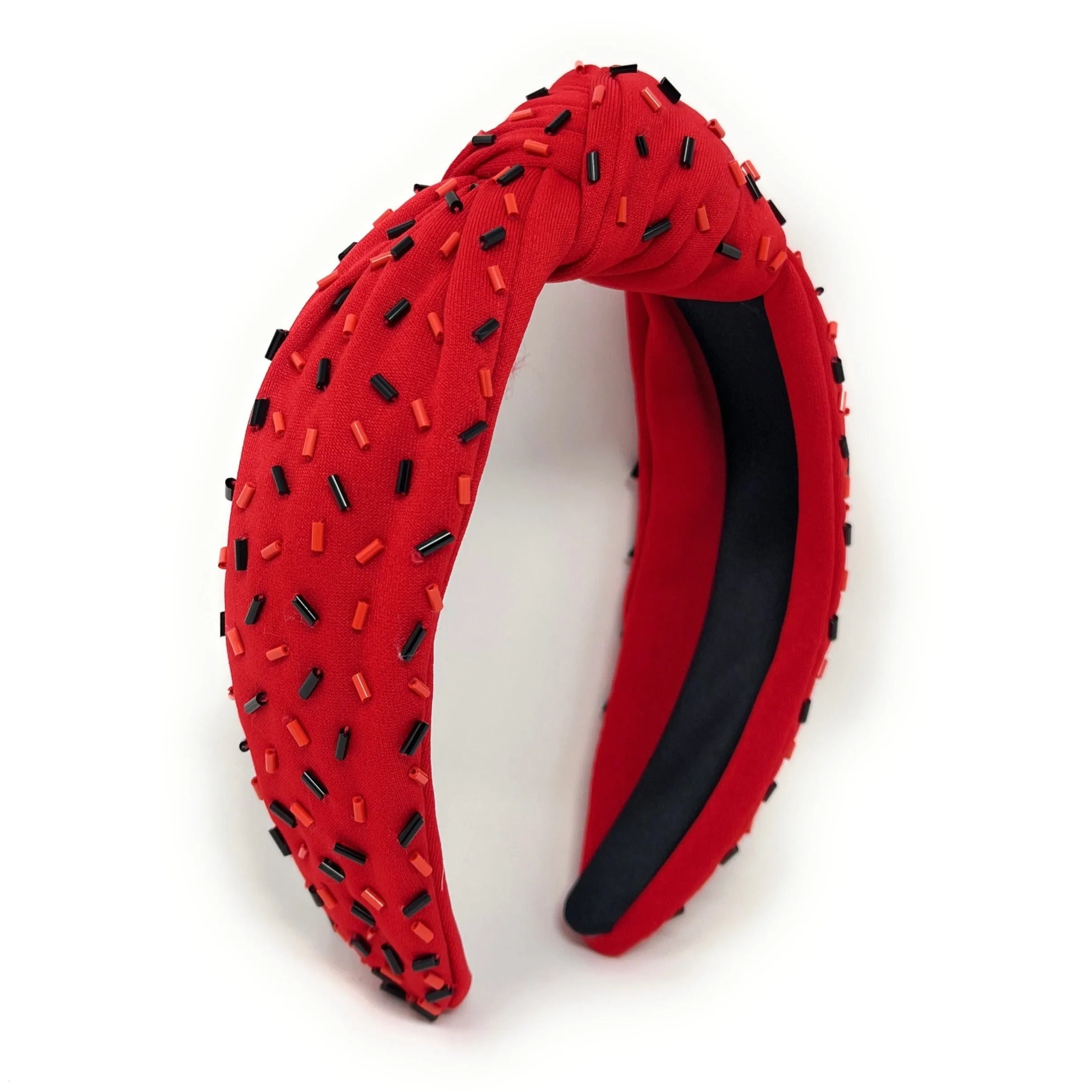 Red Black Sprinkles Knot Headband