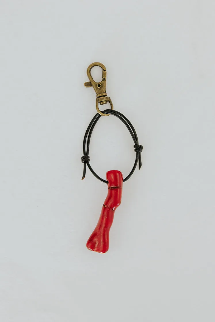 Red Coral Gemstone Keychain