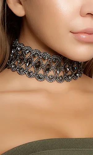 Rhinestone Fence Choker