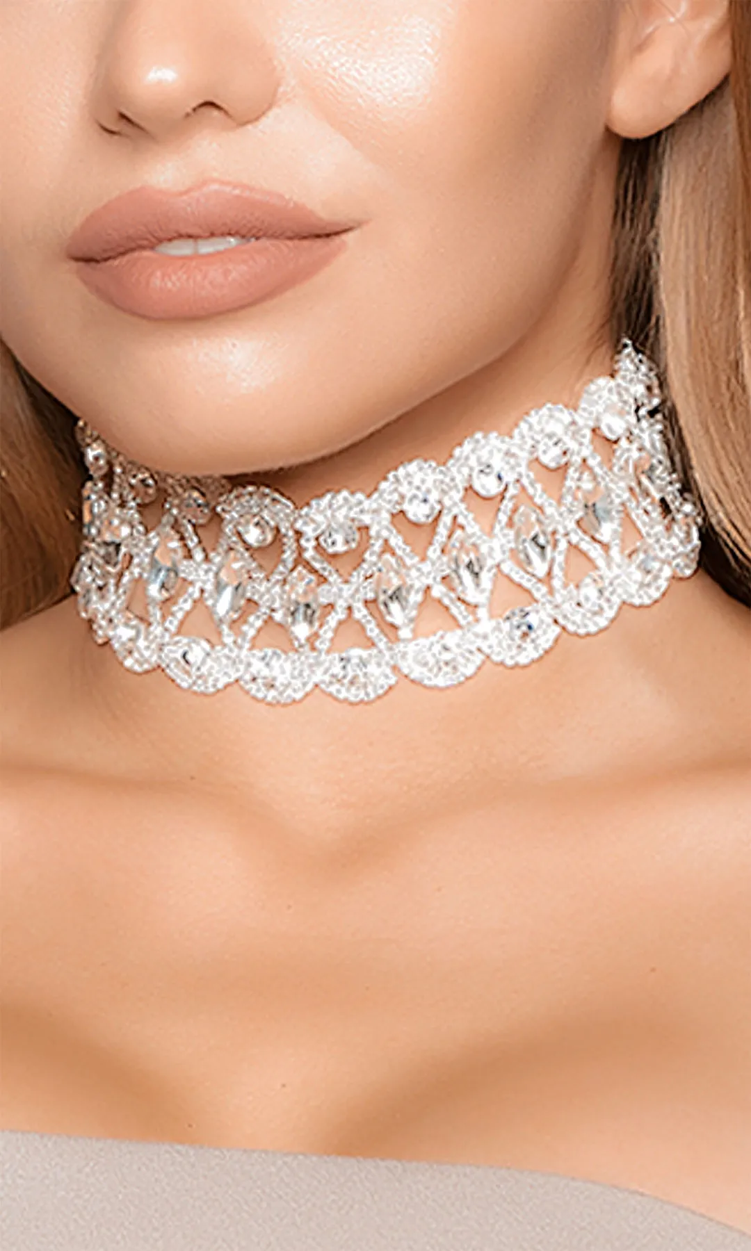 Rhinestone Fence Choker