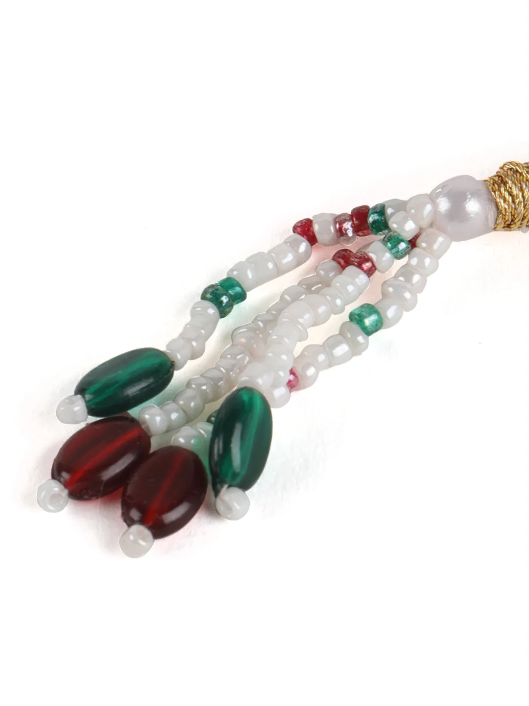 Ruby & Green Gold-Plated Stone-Studded Handcrafted Jewellery Set