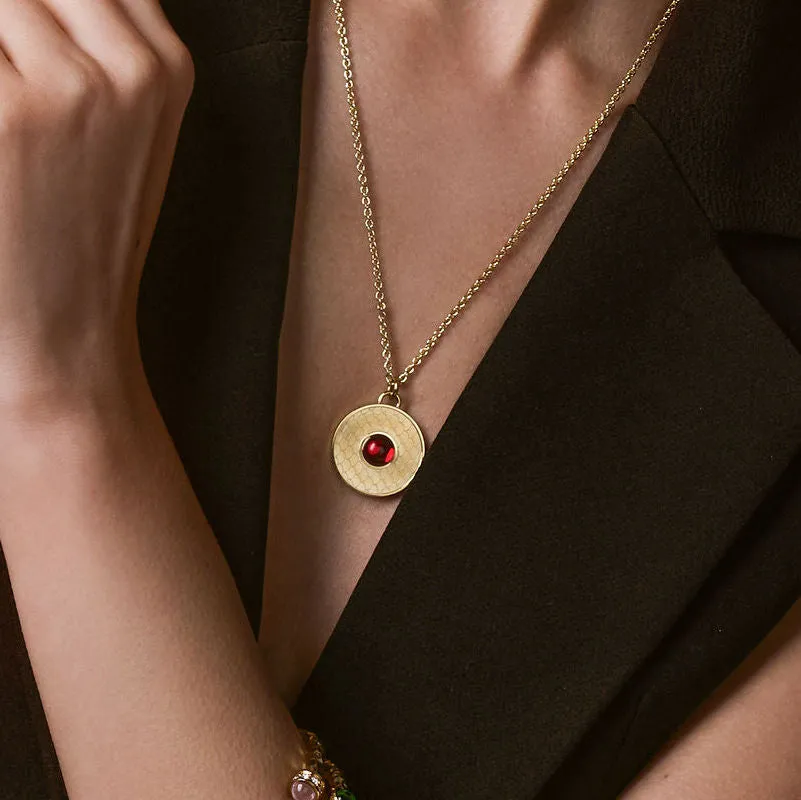 Salamander Cabochon Ruby & Gold Necklace