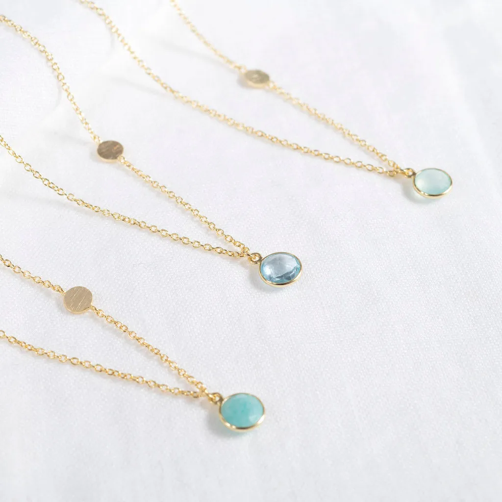 Salina Gold Vermeil Disc & Aqua Chalcedony Necklace