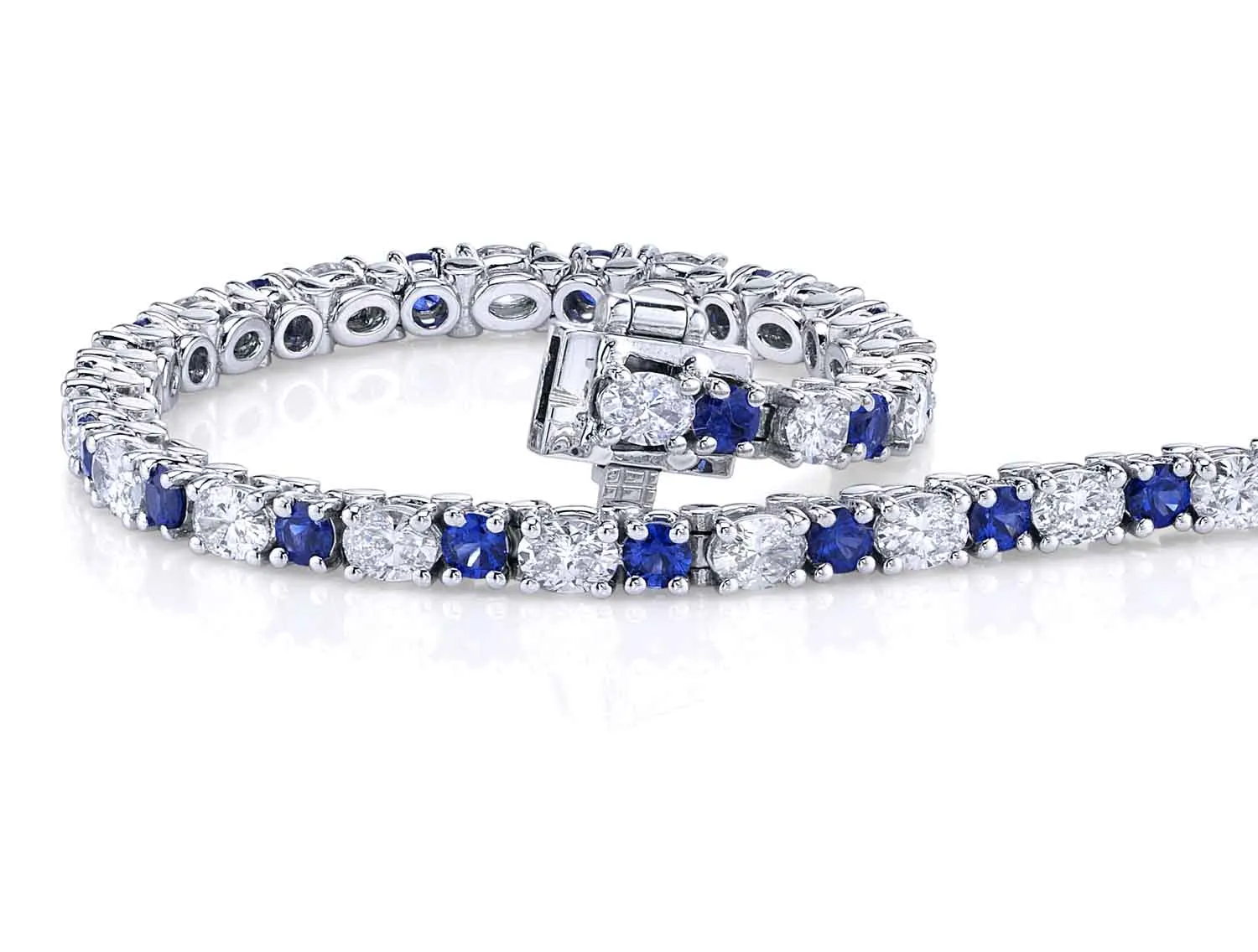 Sapphire and Oval Brilliant Diamond Bracelet