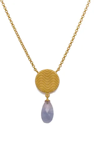 Serenity Drop Striped Chalcedony Necklace 24K Gold Vermeil