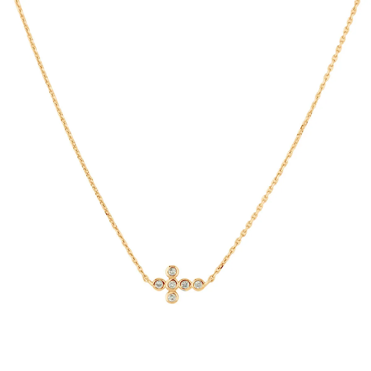 Sideways Cross Bezel Diamond Necklace