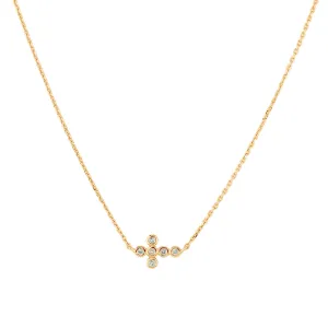 Sideways Cross Bezel Diamond Necklace