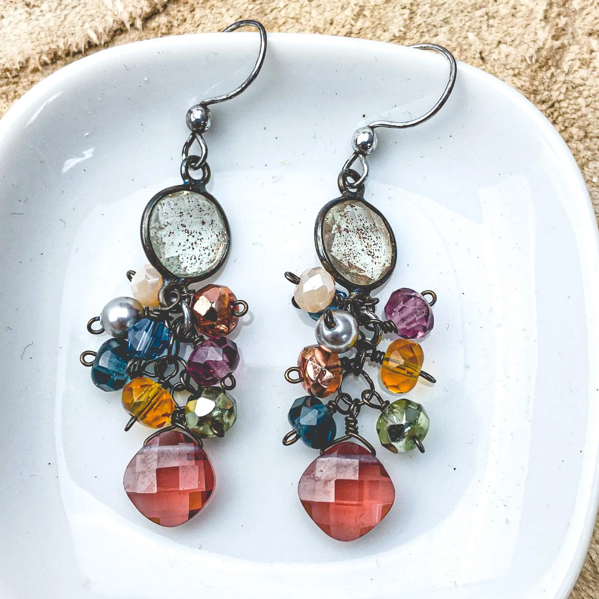 Sienna Bezel and Square Earrings