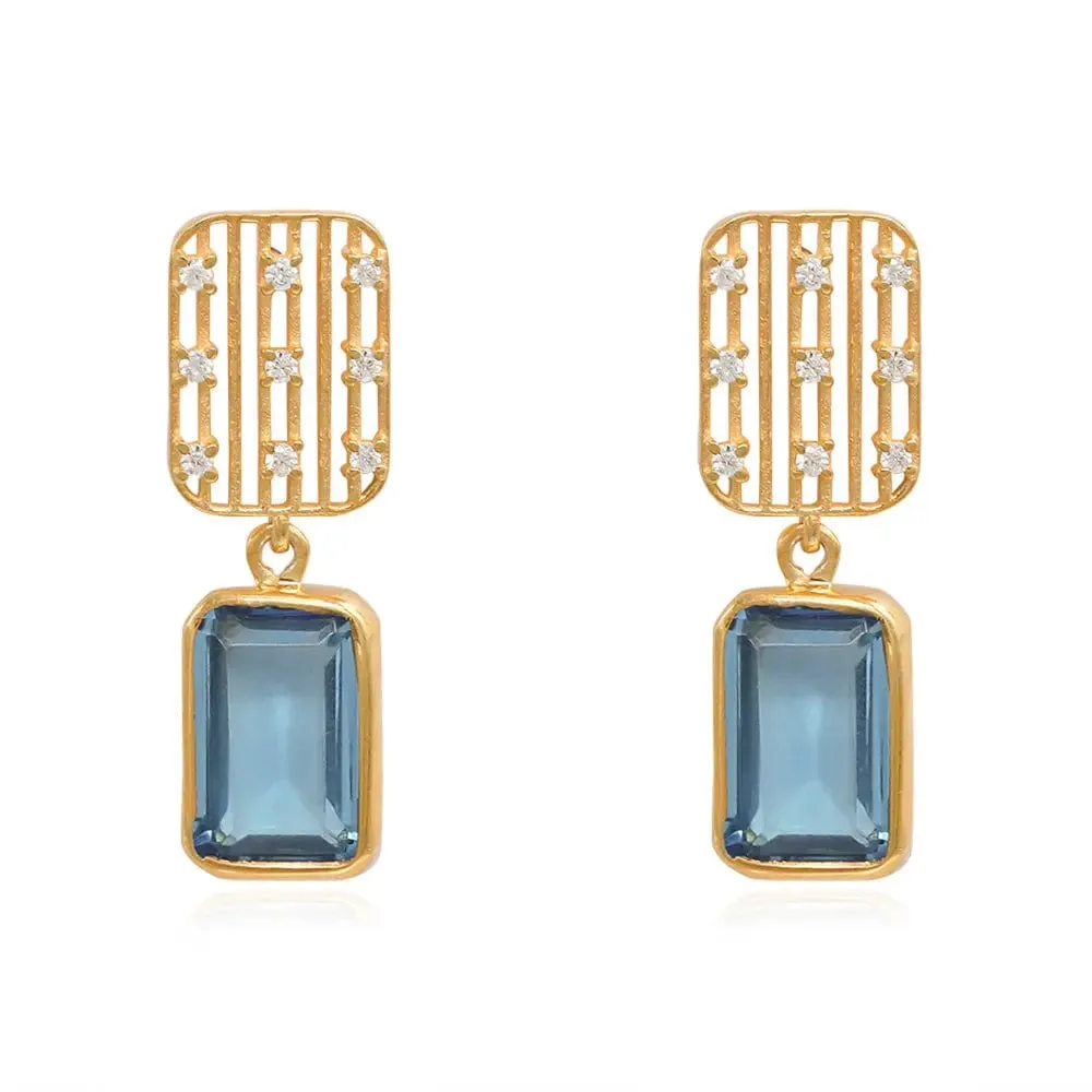 SILVER 92.5 BLUE ZIRCON EARRING