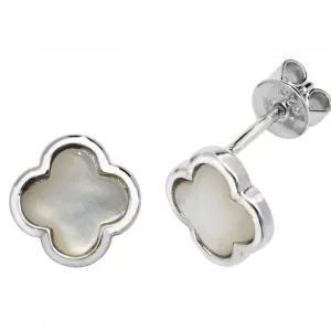 Silver & Co Mother of Pearl Clover Shape Earrings SEG0084