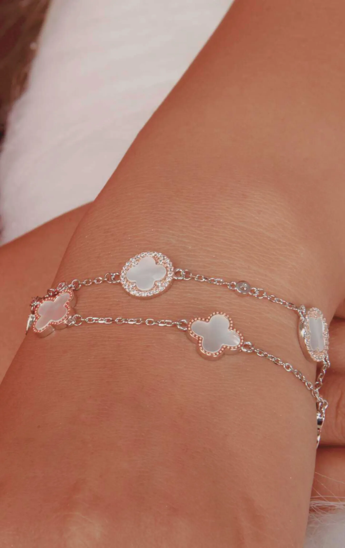 Silver Flower Pattern Bracelet