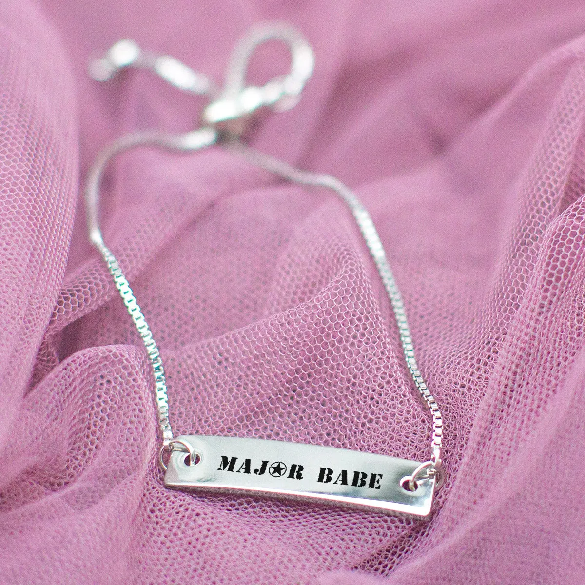 Silver Major Babe Adjustable Bar Bracelet