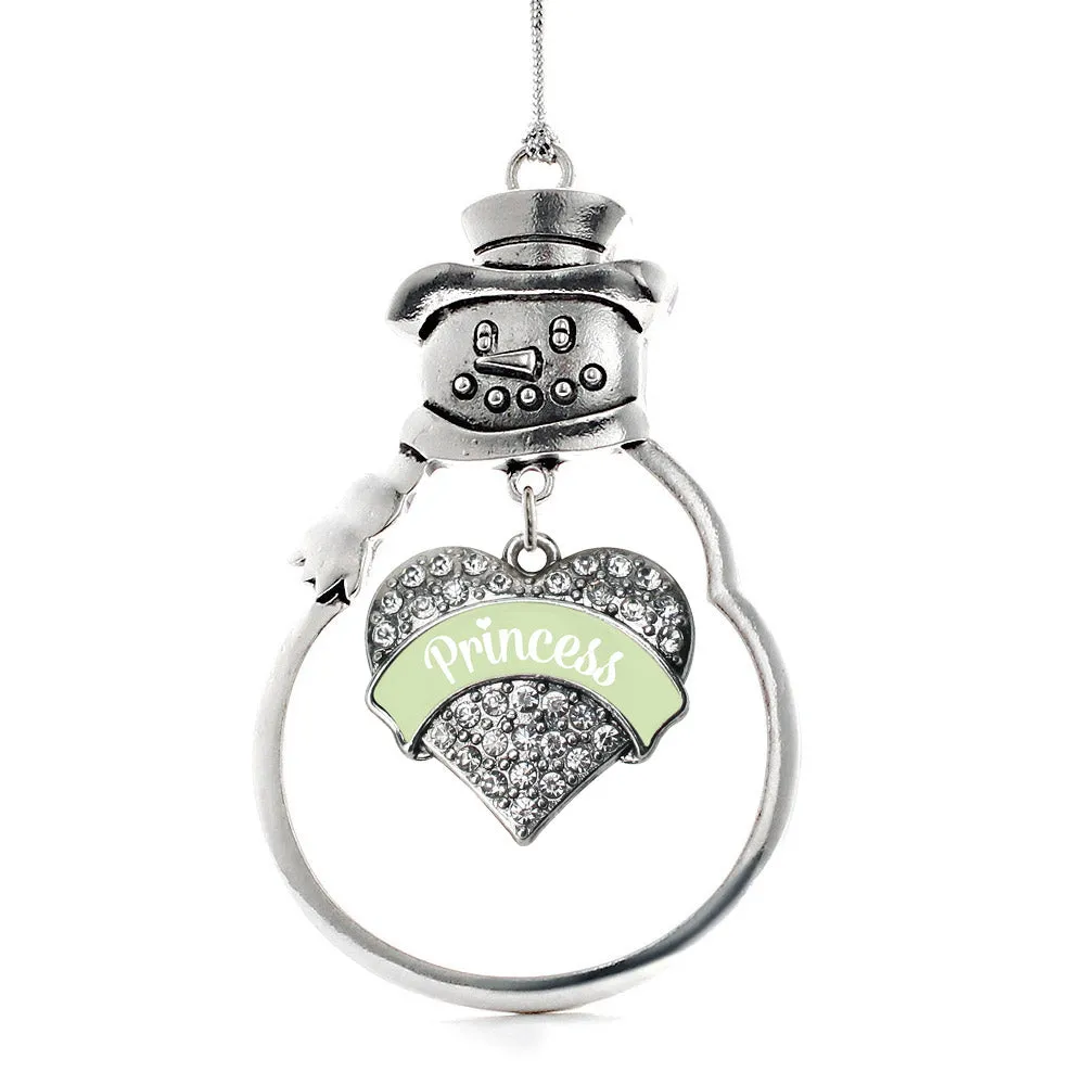 Silver Princess - Peridot Pave Heart Charm Snowman Ornament