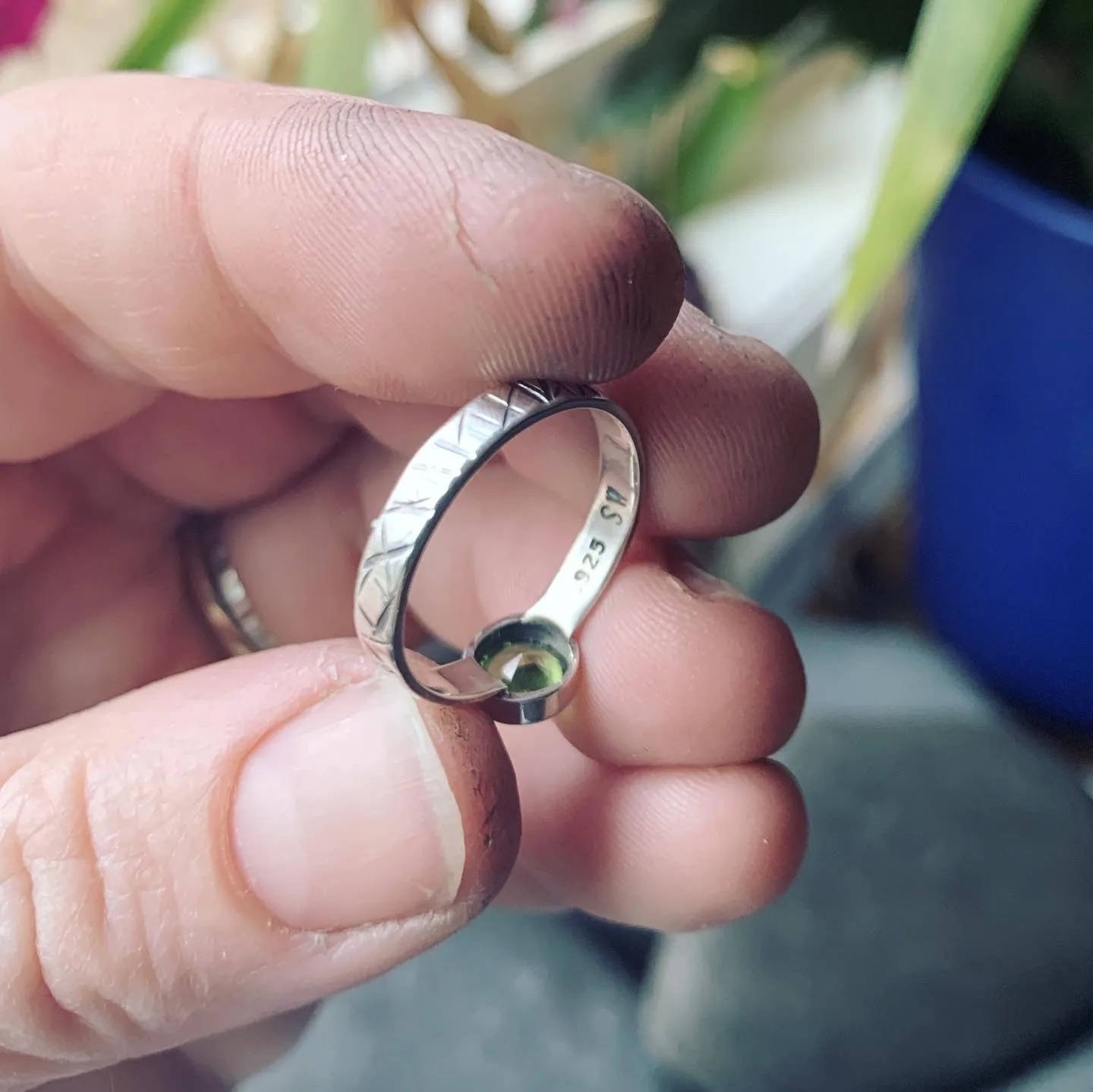 Simulated Peridot and Sterling Silver Ring