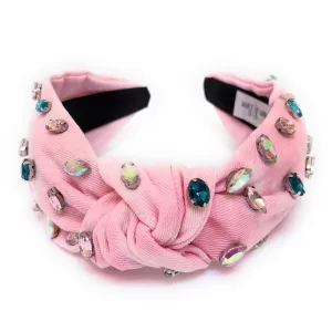 Soft Denim Knot Jeweled Headband