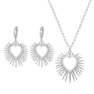 Starburst Heart Gift Set | Earrings & Necklace | 925 Sterling Silver