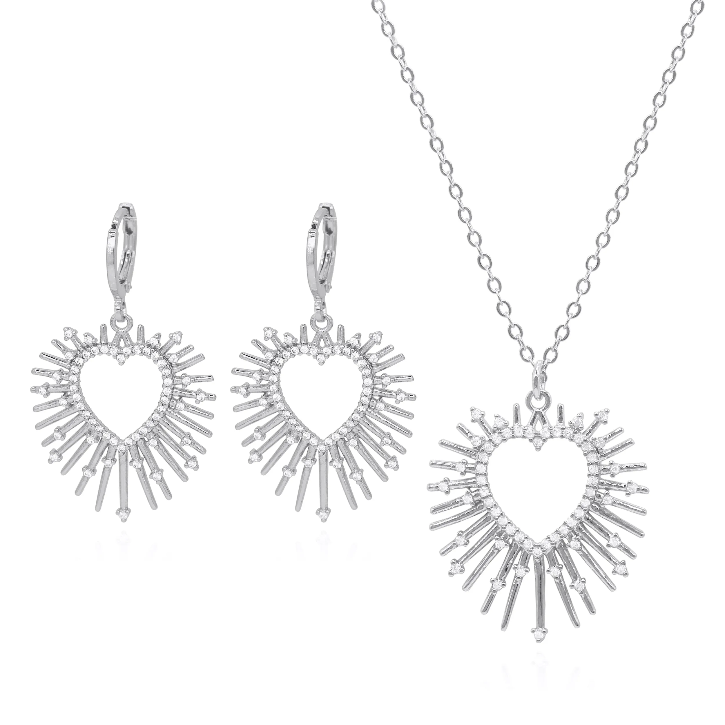 Starburst Heart Gift Set | Earrings & Necklace | 925 Sterling Silver