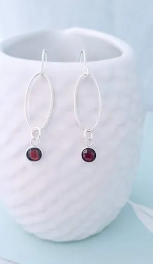 Sterling Silver Long Drop Gemstone Earrings