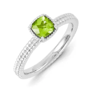 Sterling Silver Stackable Expressions Cushion Peridot Ring