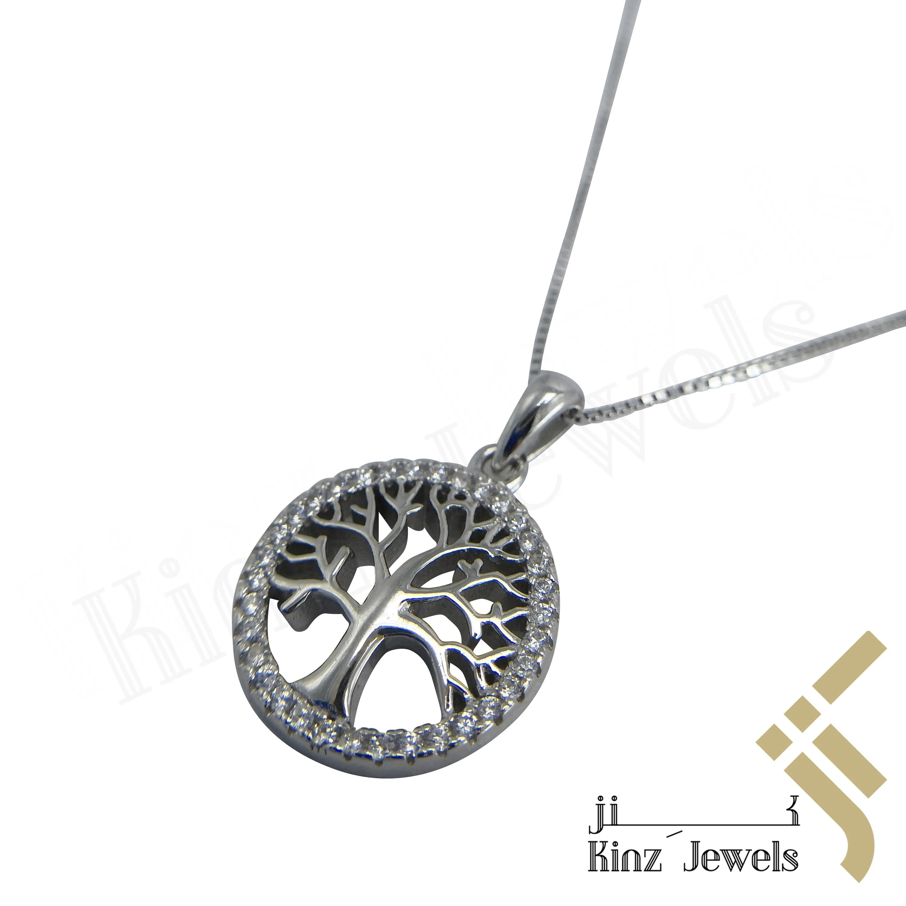 Sterling Silver Tree of Life Cubic Zirconia Necklace