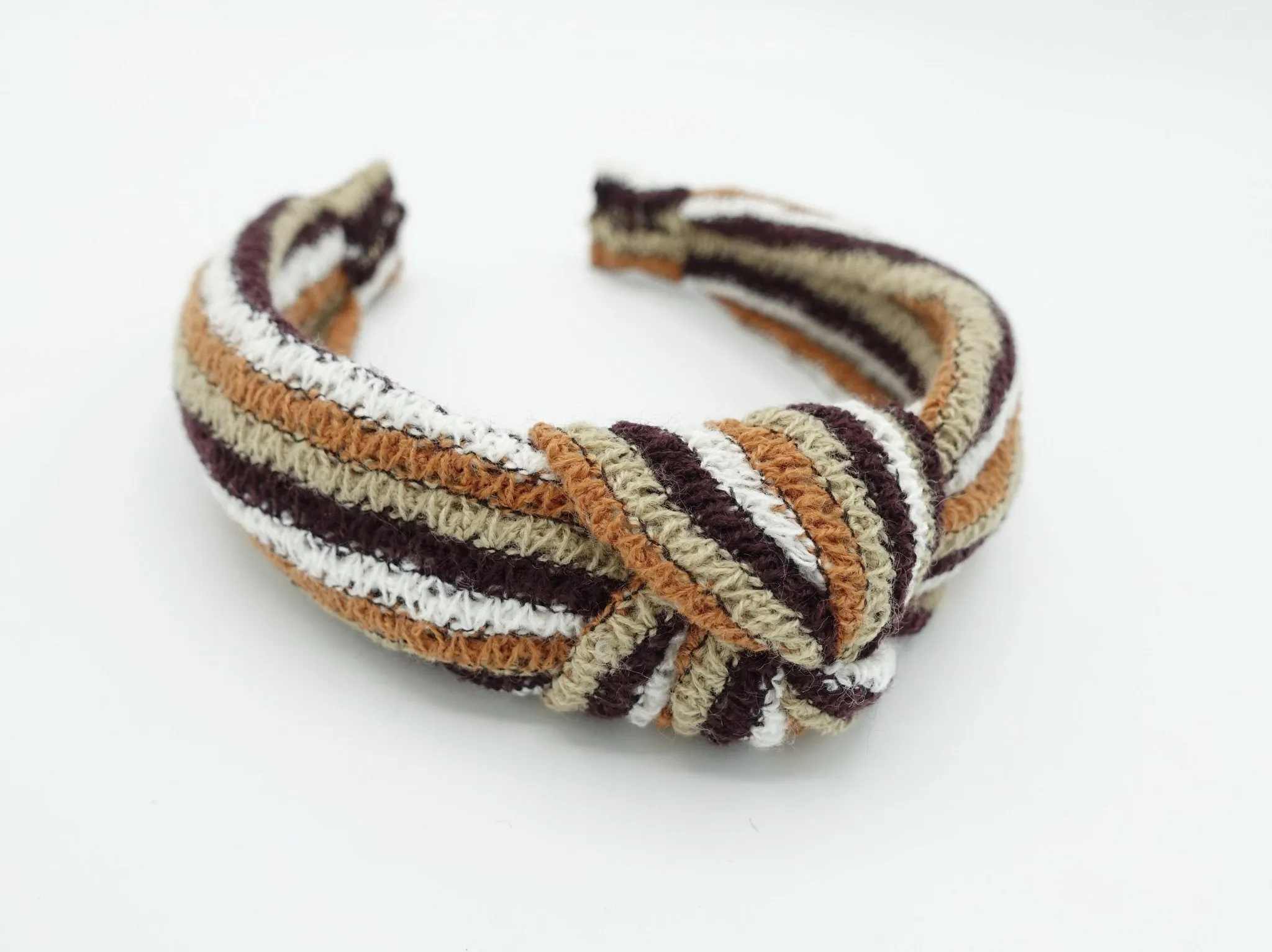 stripe knit headband top knot hairband stylish Fall Winter hair accessory for women