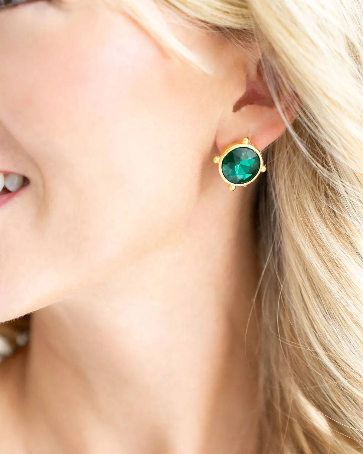 Susan Shaw Coupe Studs - Evergreen