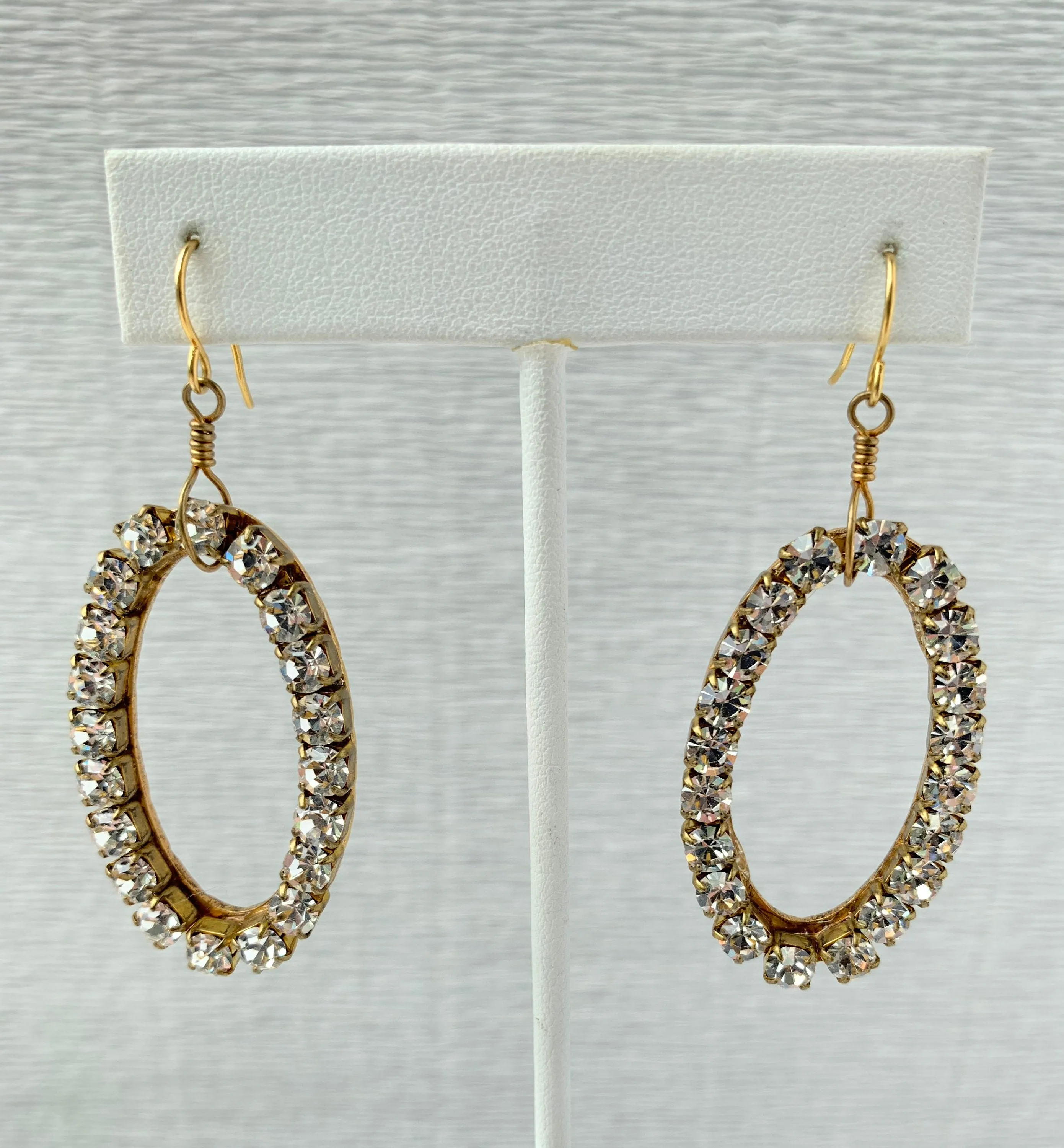 Swarovski Rhinestone Oval Hoop Earrings - Choice of Rhinestone Color