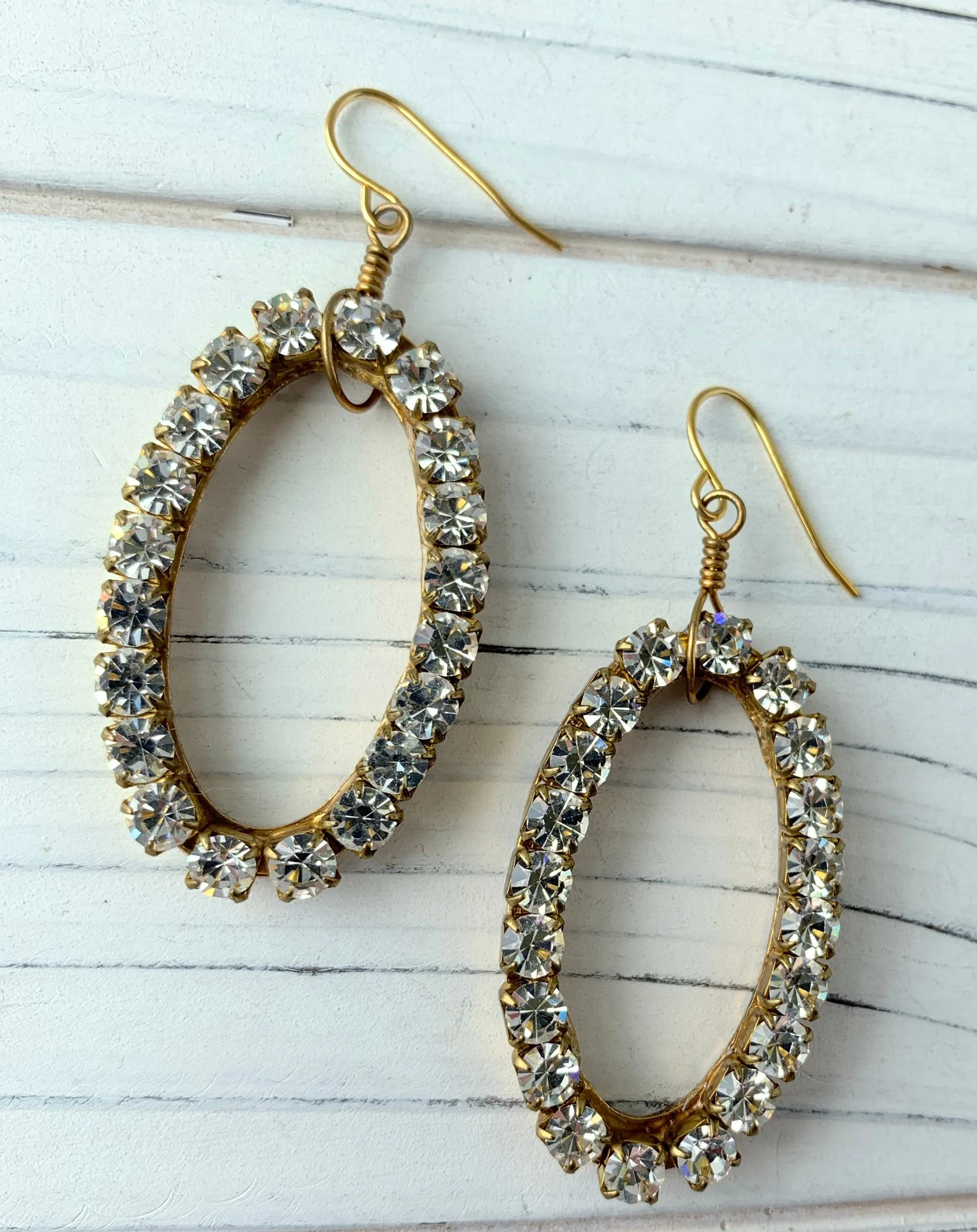 Swarovski Rhinestone Oval Hoop Earrings - Choice of Rhinestone Color