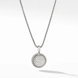 T Initial Charm Necklace in Sterling Silver with Pave Diamonds