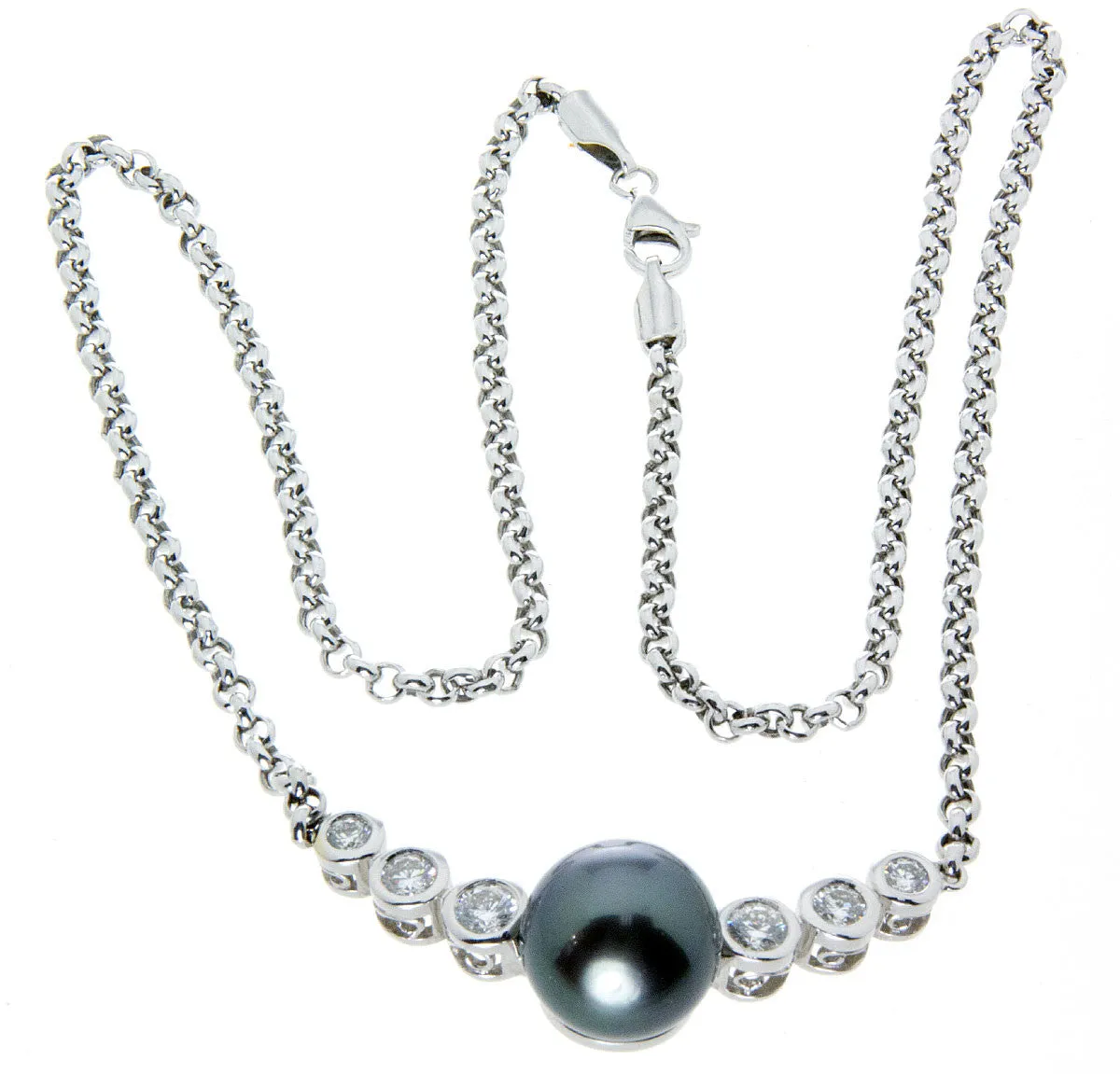 Tahitian Black Pearl & Diamond Necklace