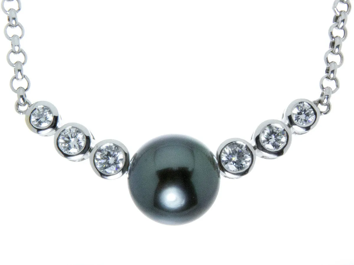 Tahitian Black Pearl & Diamond Necklace