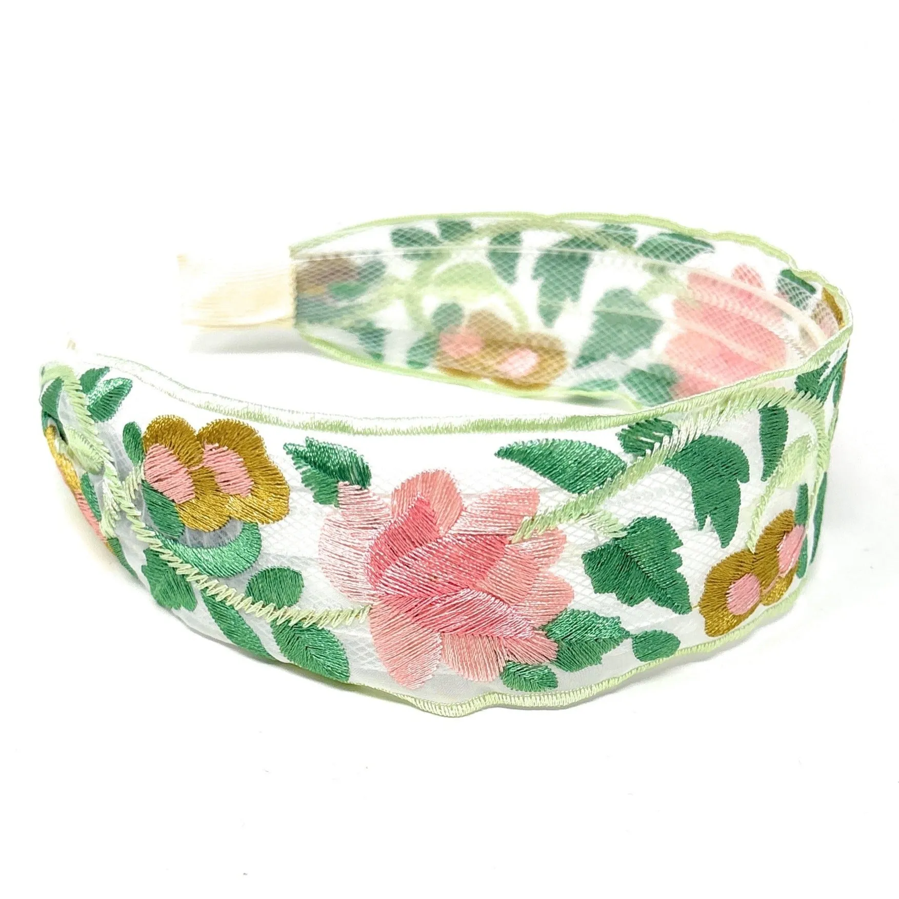 Tania Embroidered Sheer Wide Headband