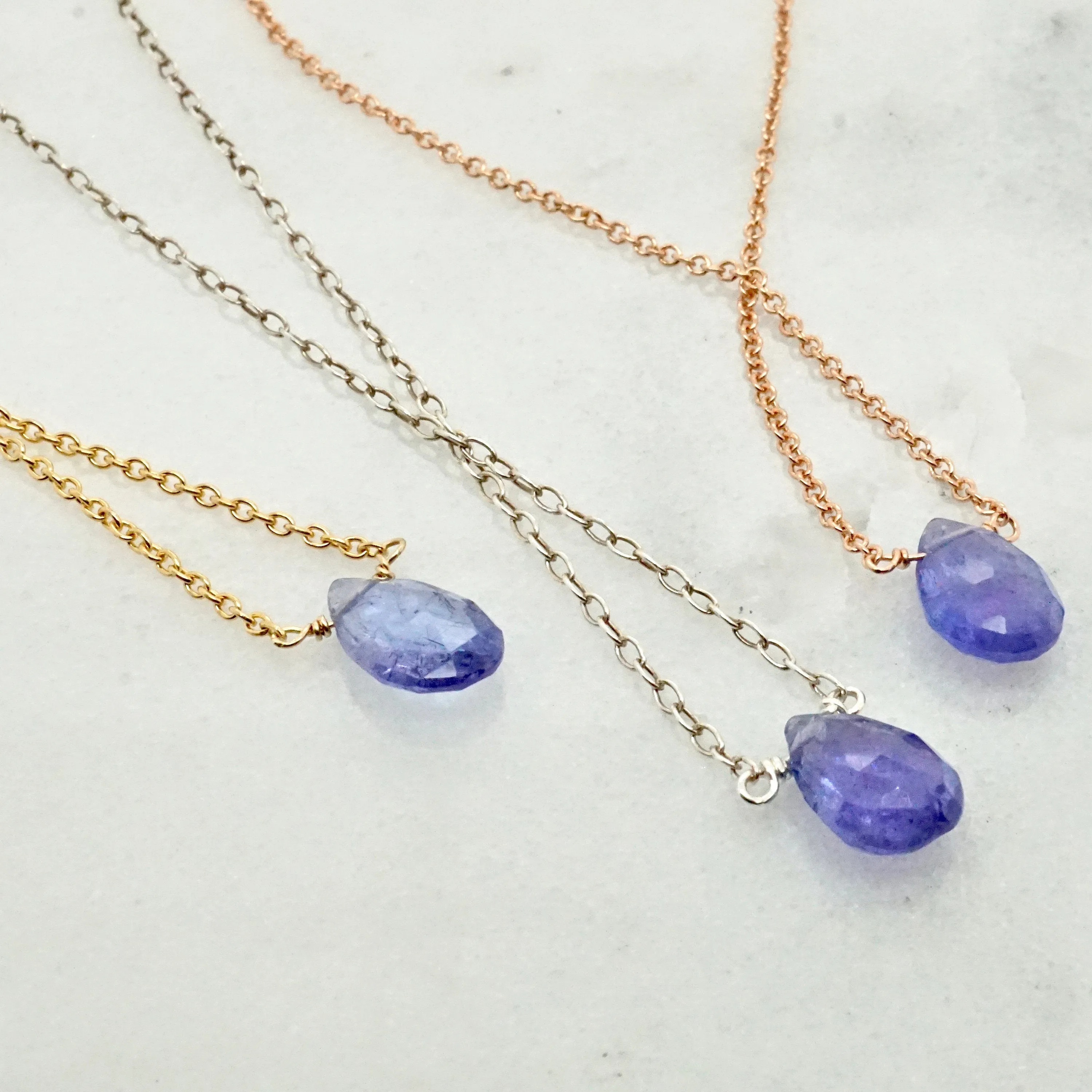 Tanzanite Necklace - Floating Tanzanite Necklace - December Birthstone Ring