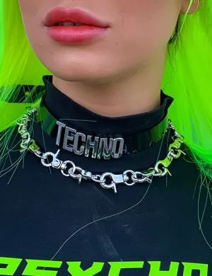 TECHNO MINI WORD CHOKER - BLACK