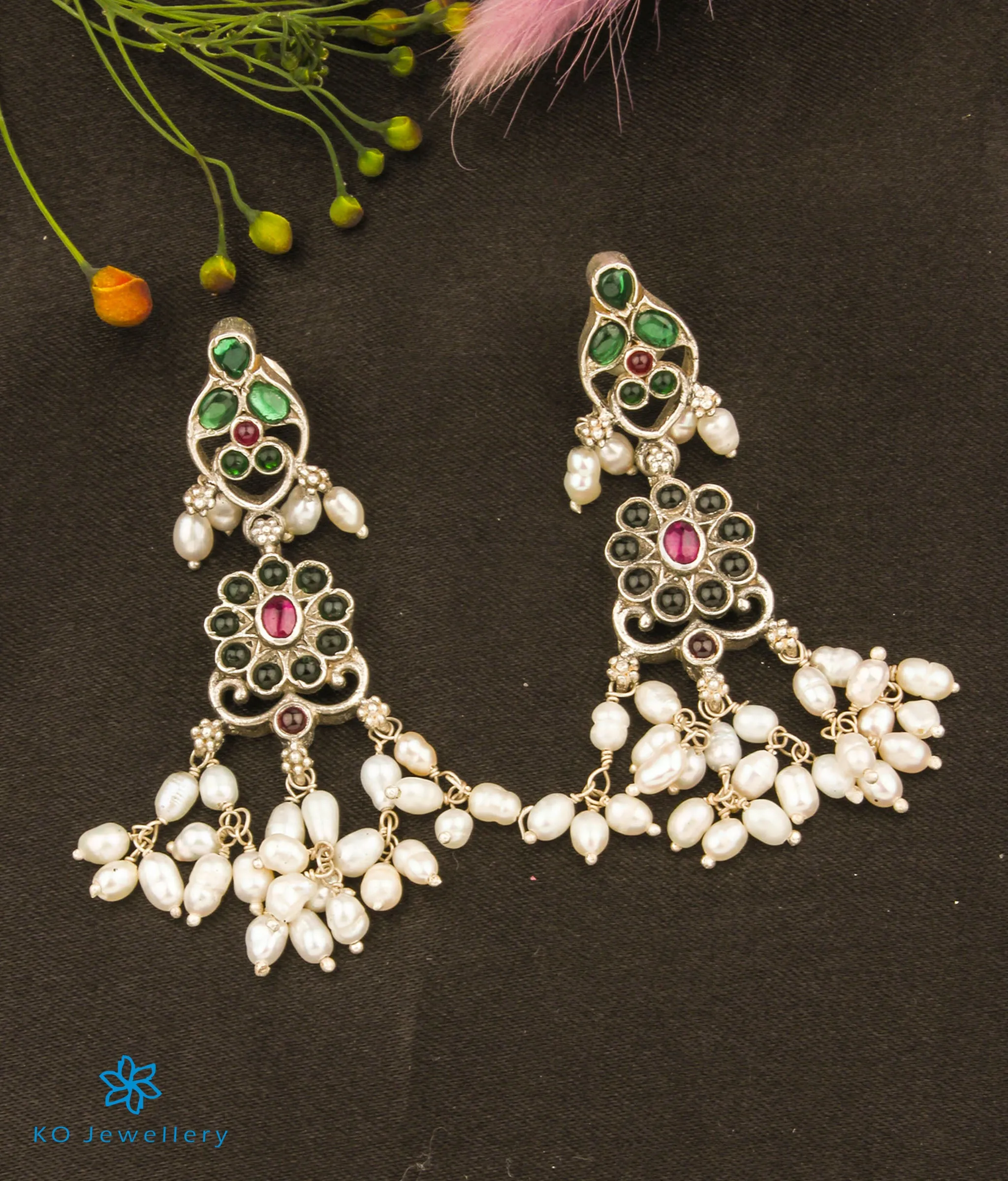 The Aarushi Silver Guttapusalu Necklace Set Of 2 (Oxidised)