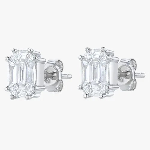 The Composite Emerald Cut Studs