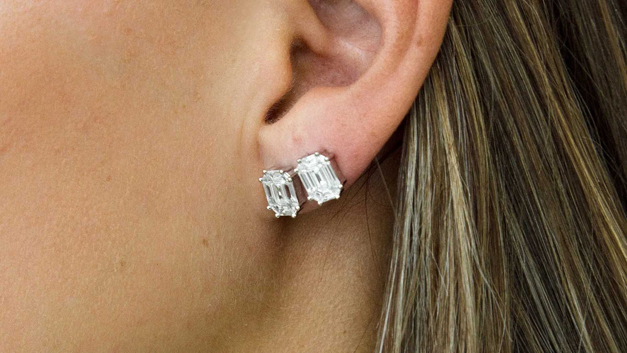 The Composite Emerald Cut Studs