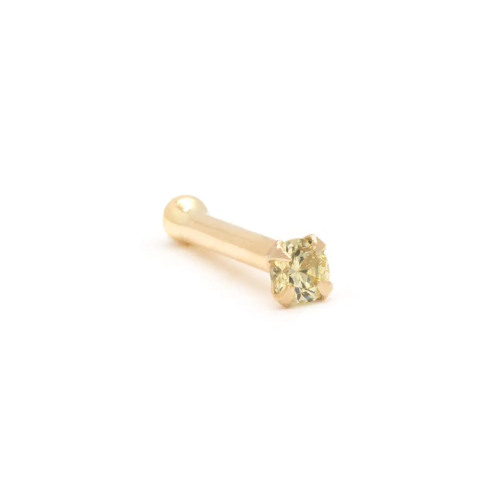 Tilum 20g Yellow Gold Peridot Colored Jewel Nose Bone