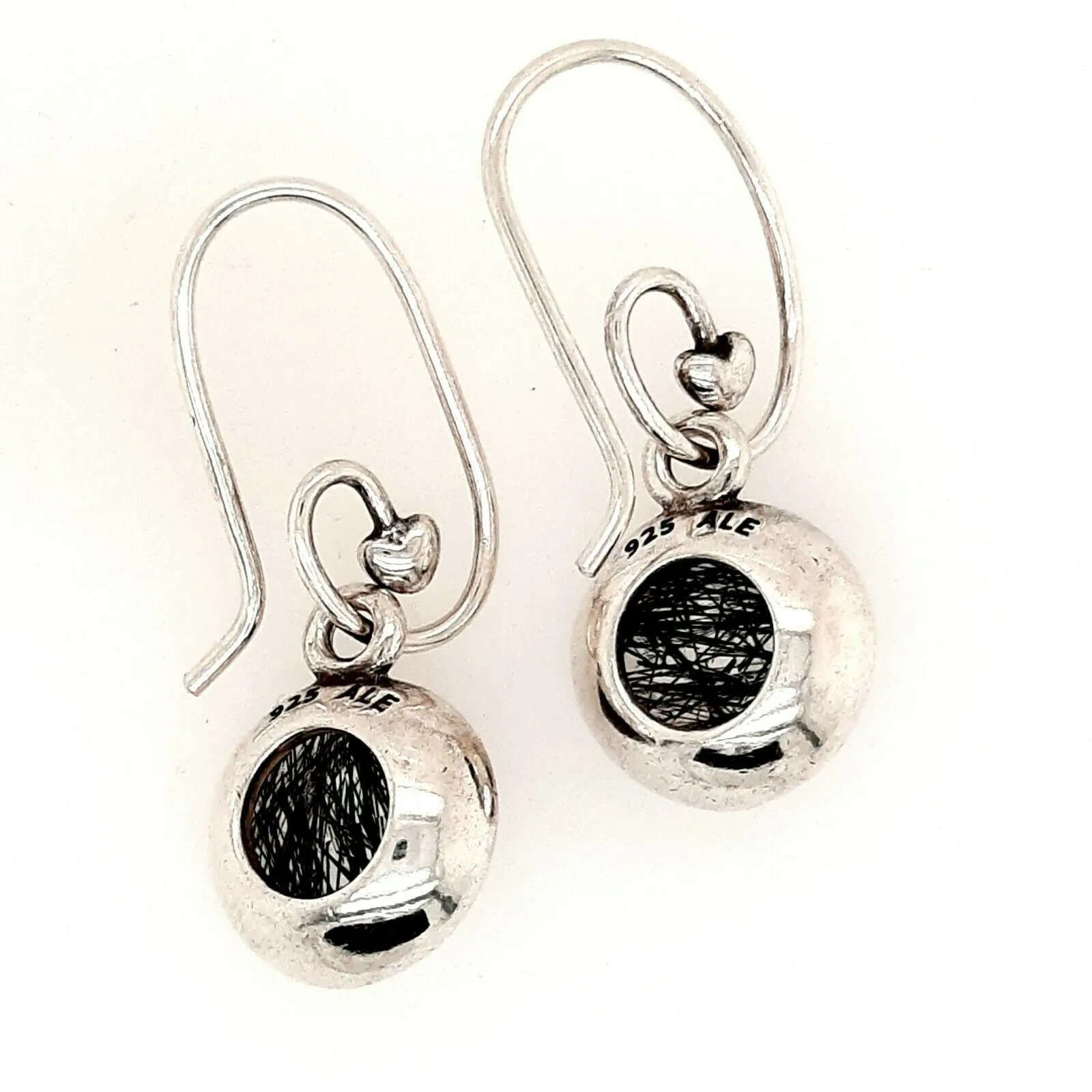 Tourmalinated Quartz & 925 Sterling Silver Drop Earrings Pandora Discontinued