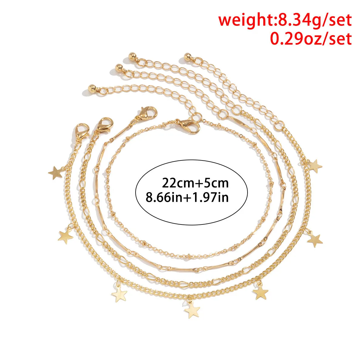 Trendy Fashion Simple Star Tassel Set Anklet