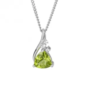 Trillion Peridot White Topaz 9ct White Gold Pendant GP1005G