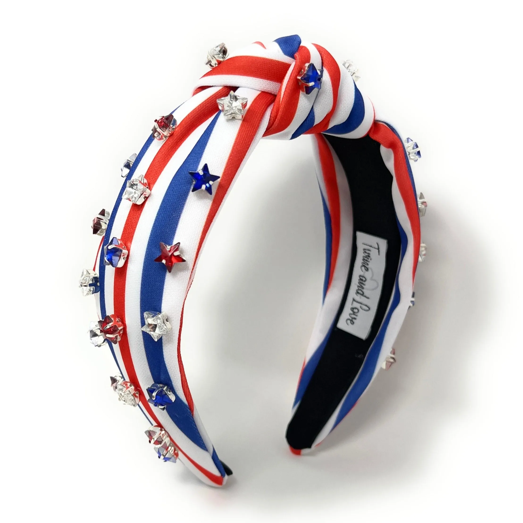 USA Stripe Jeweled Knot Headband