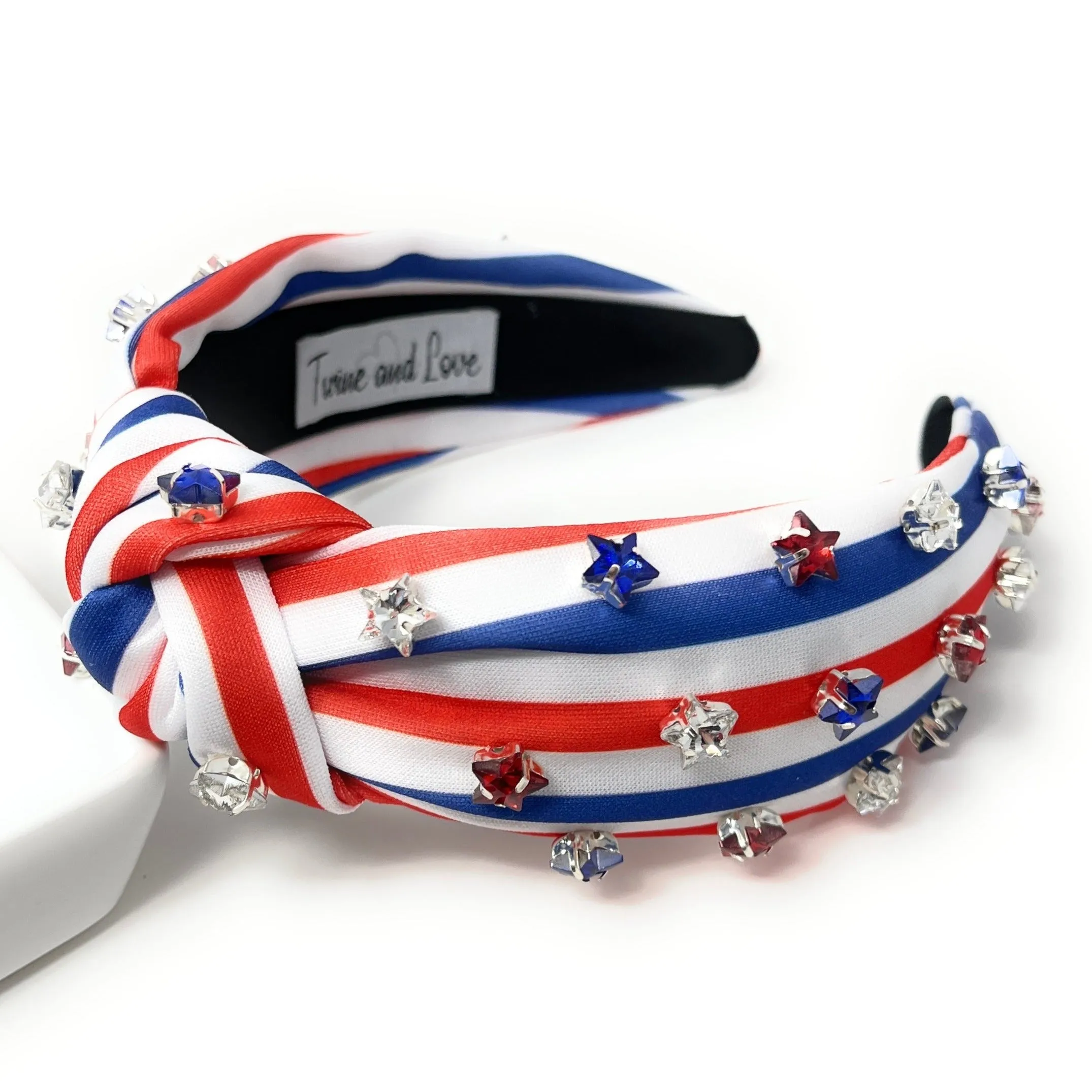 USA Stripe Jeweled Knot Headband