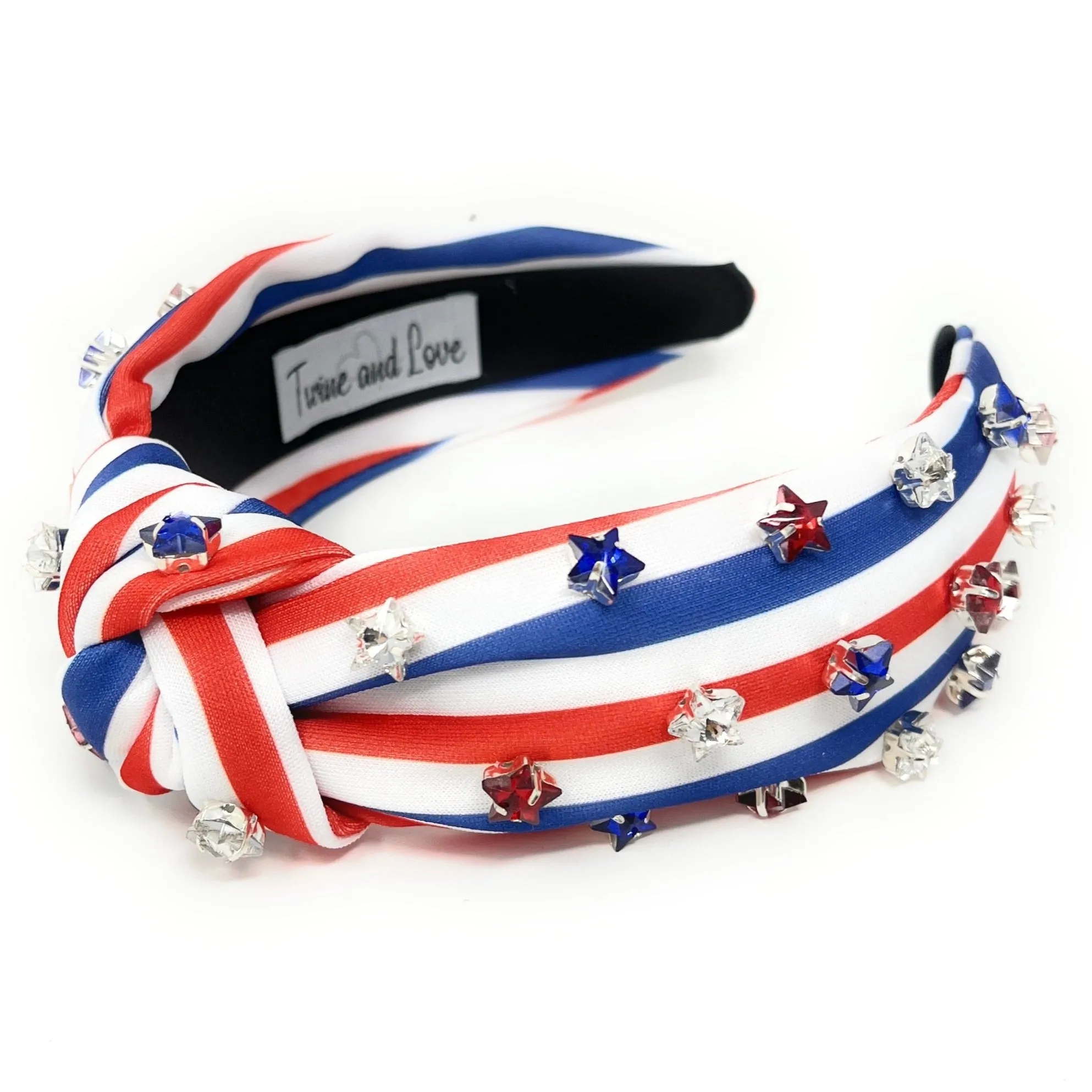 USA Stripe Jeweled Knot Headband