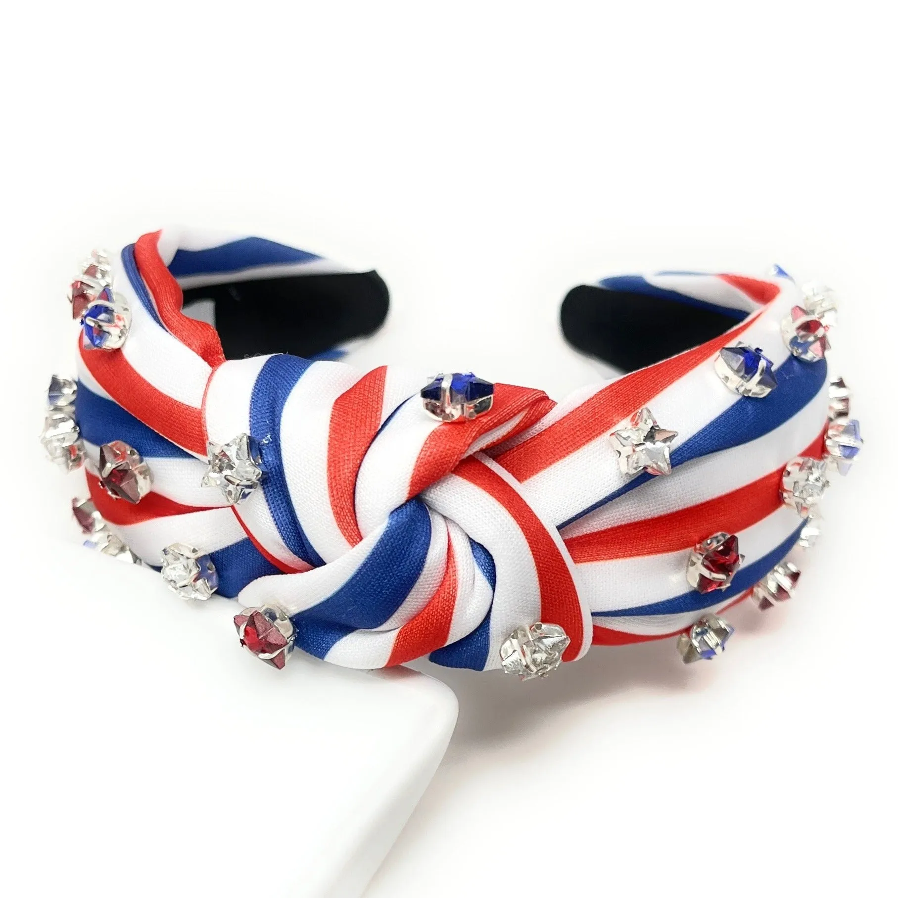 USA Stripe Jeweled Knot Headband