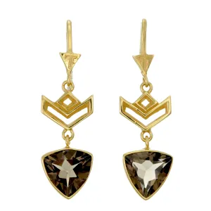 VON CHEVRON PULL THROUGH EARRINGS - SMOKY TOPAZ - GOLD