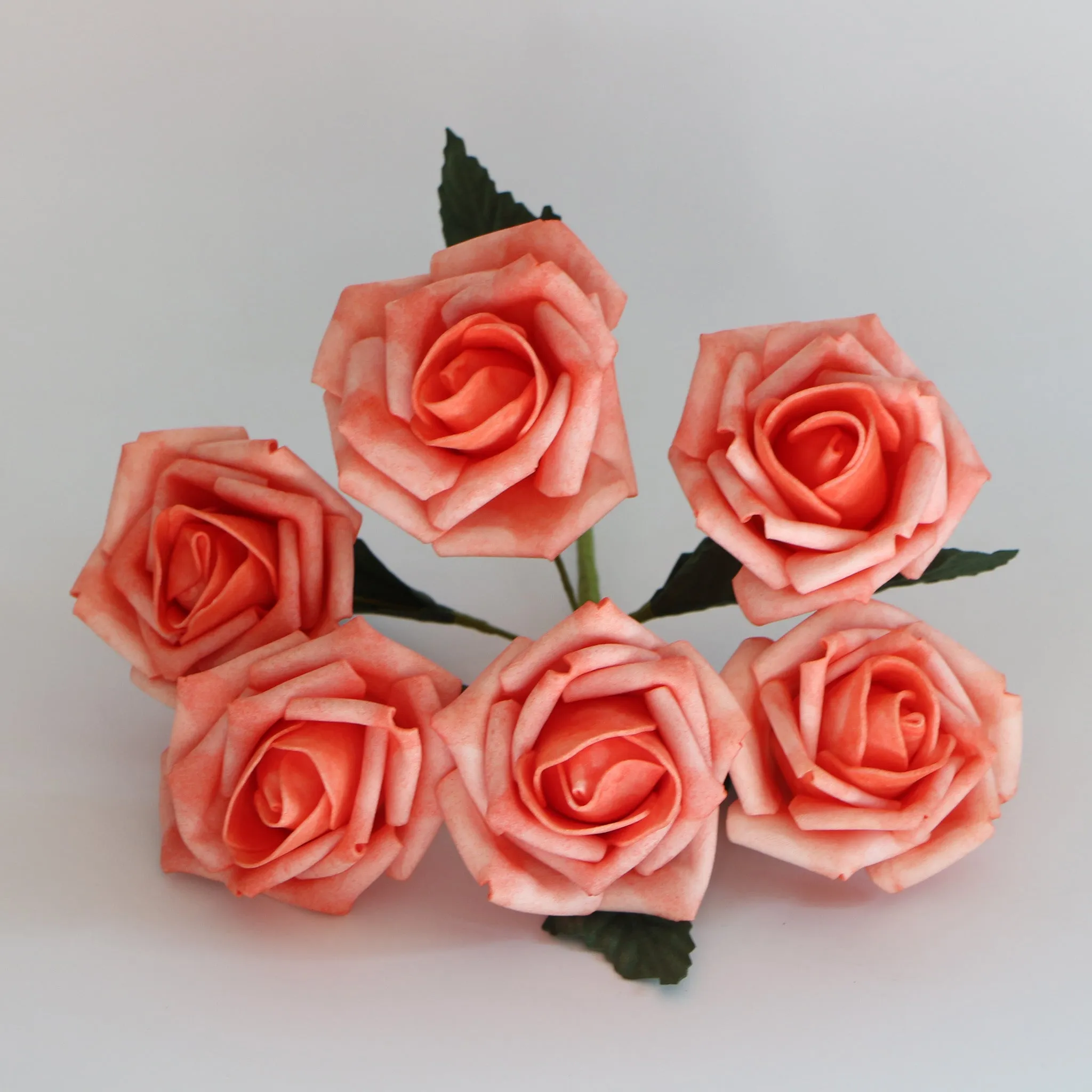 Wedding Flowers in Coral Artificial Foam Roses