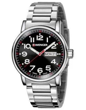 Wenger Mens Attitude Day/Date - Stainless Steel - Black Dial - Bracelet