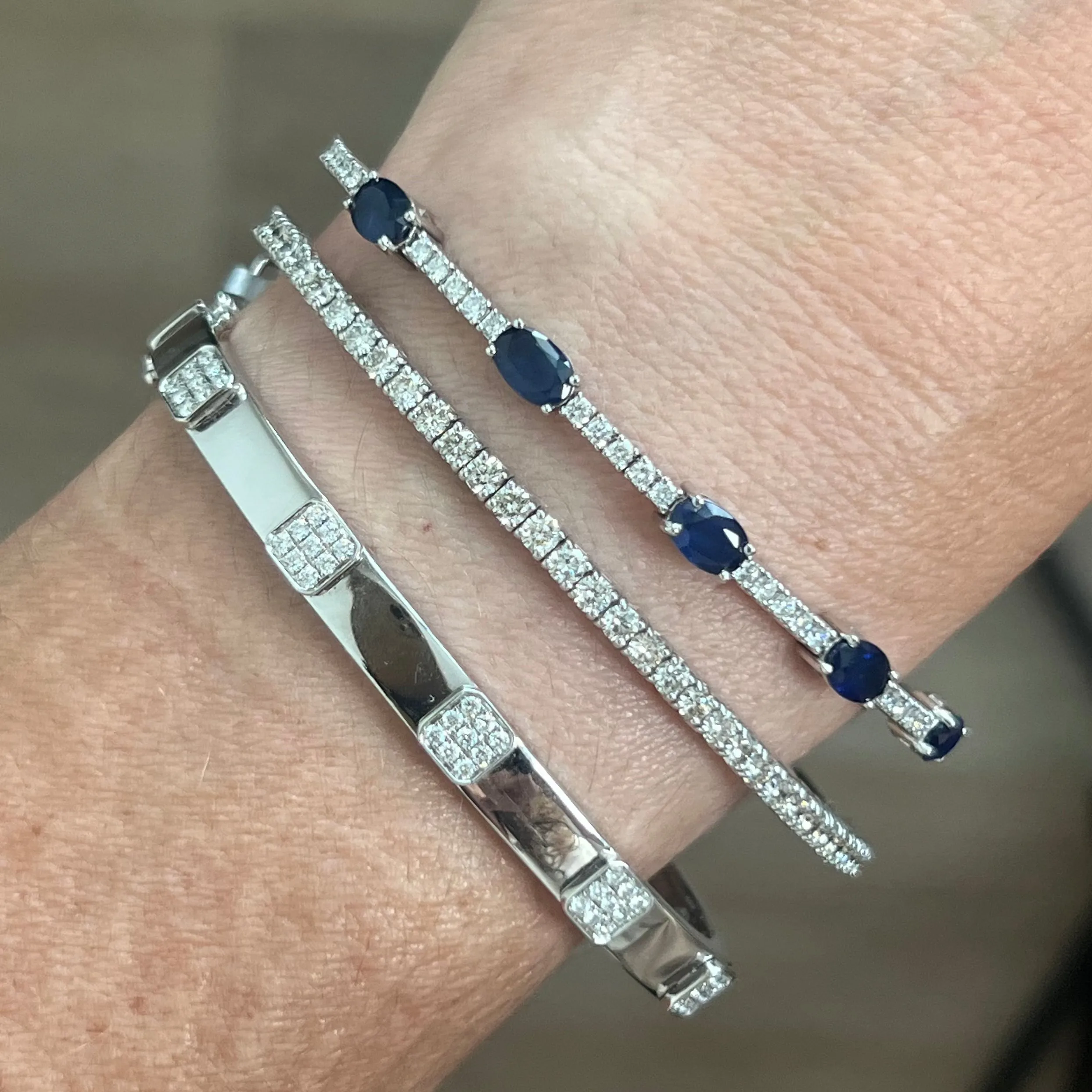 White Gold Sapphire Bangle