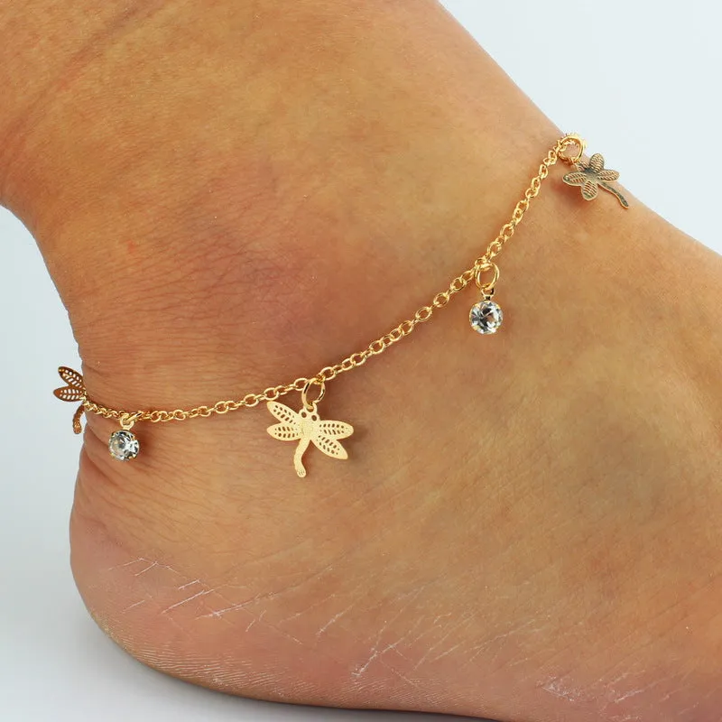 Women's Fashion Dragonfly Diamond Anklet